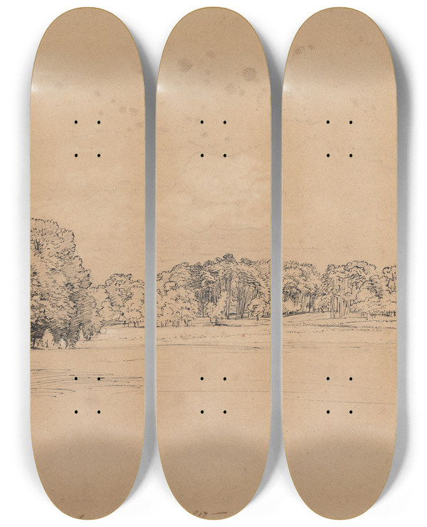 Triptych art skateboard deck of John Linnell Tythrop by John Linnell (1792-1882)