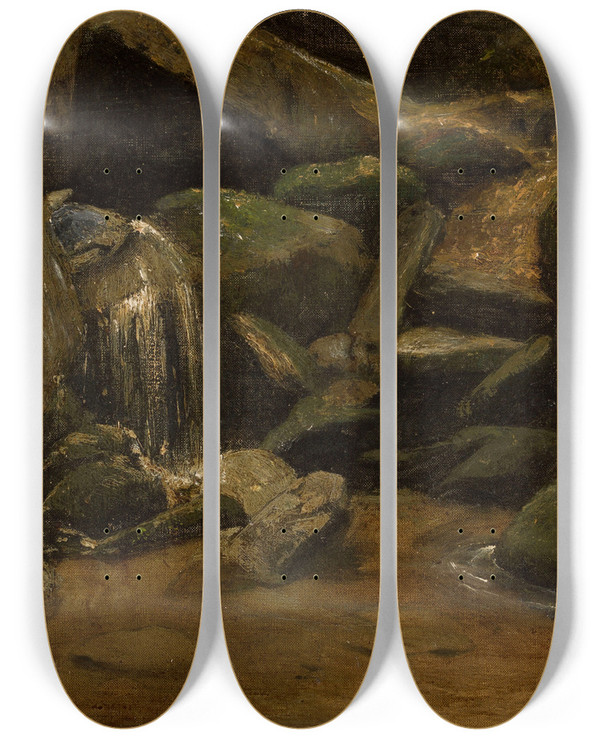 Triptych art skateboard deck of Curt Agthe Waterfall_1 by Curt Agthe (1862-1943)