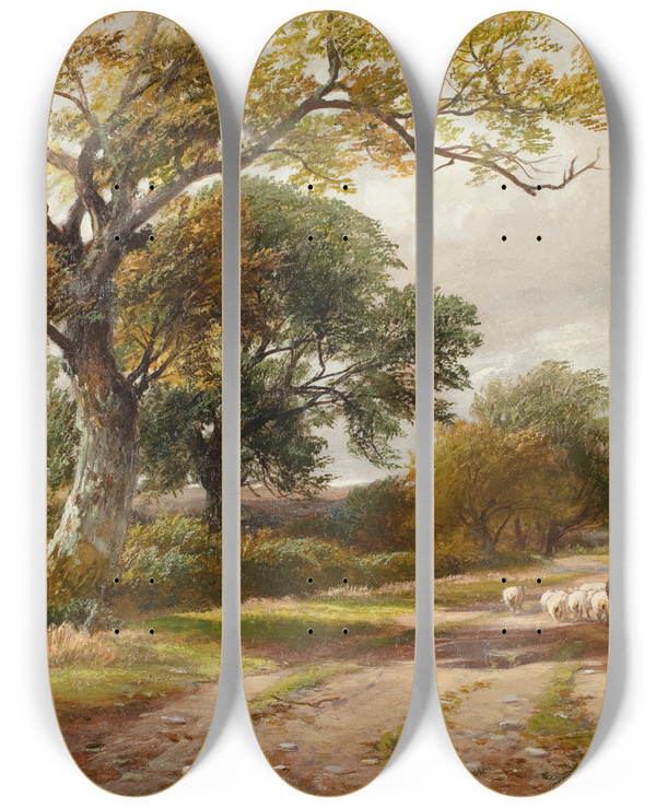 Triptych art skateboard deck of George Turner The Country Path by George Turner
