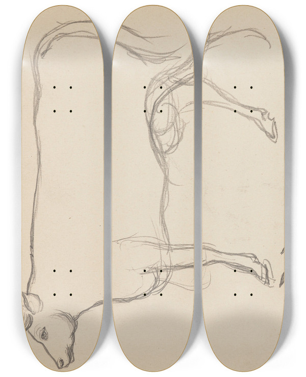 Triptych art skateboard deck of Eric Forbesrobertson Tudes Danimaux De Paysages Et De Modles_18 by Eric Forbes Robertson (1865-1935)