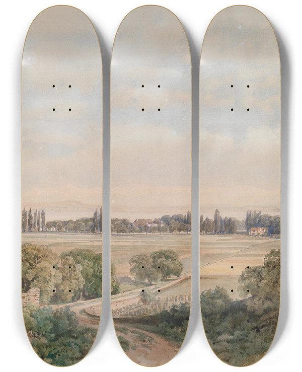 Triptych art skateboard deck of Thomas Ender Gardasee Sdufer by Thomas Ender (1793-1875)