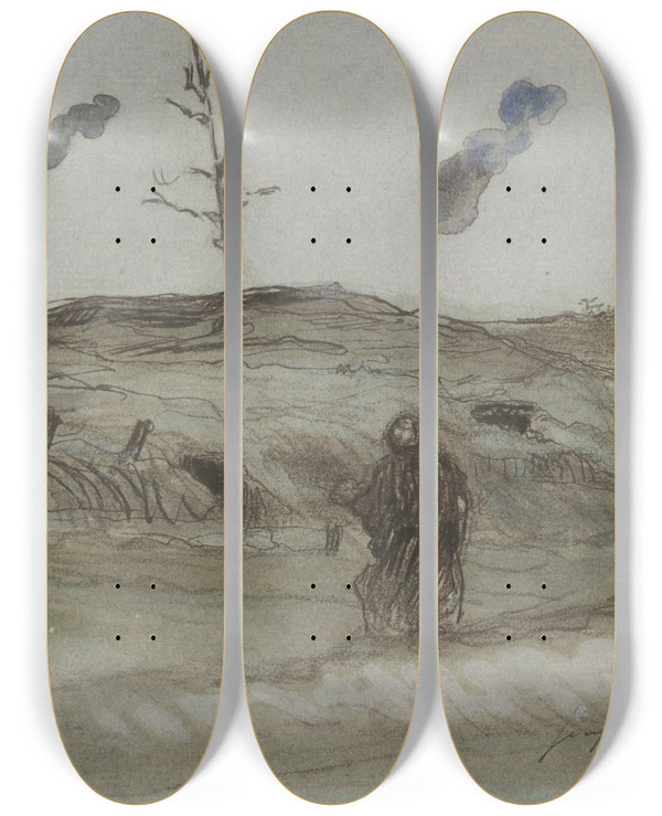 Triptych art skateboard deck of Georges Hugo Obus Fusants by Georges Hugo (1868-1925)