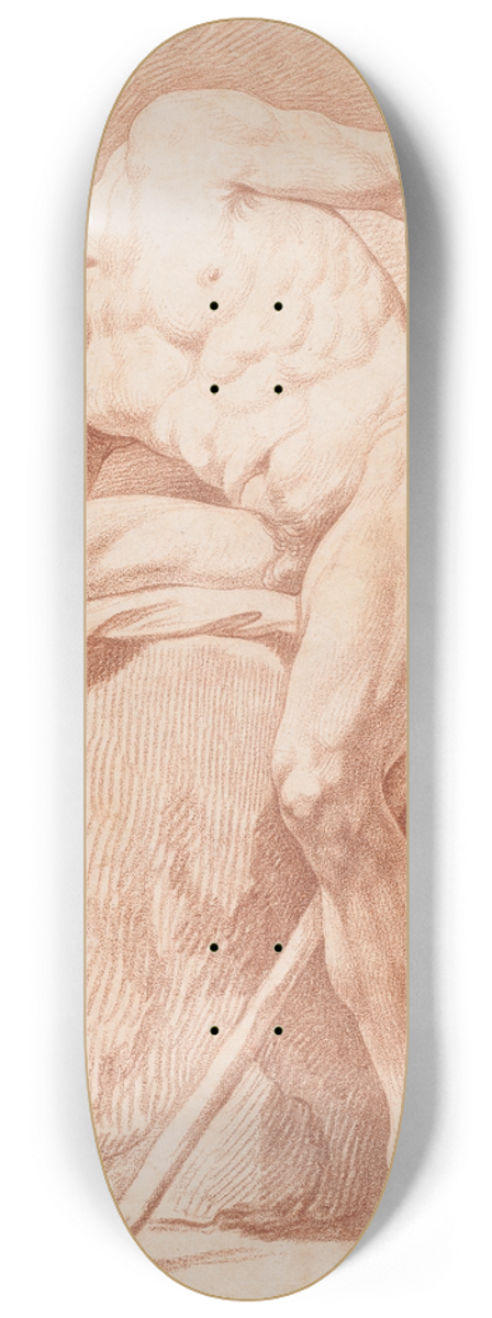 Edm Bouchardon - Academy of a Seated Nude Holding a Staff 8.25 inch art skate deck