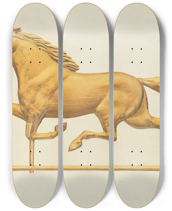 Triptych art skateboard deck of Joseph Goldberg Weather Vane by Joseph Goldberg