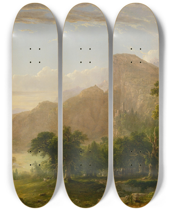 Triptych art skateboard deck of Asher Brown Durand Landscapescene From Thanatopsis by Asher Brown Durand (1796-1886)