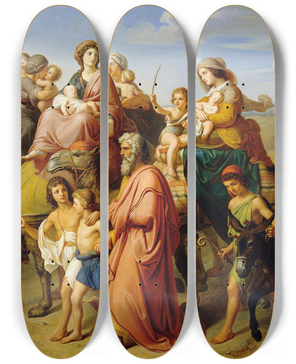 Triptych art skateboard deck of Karl Von Blaas Jacobs Return by Karl Von Blaas (1815-1894)