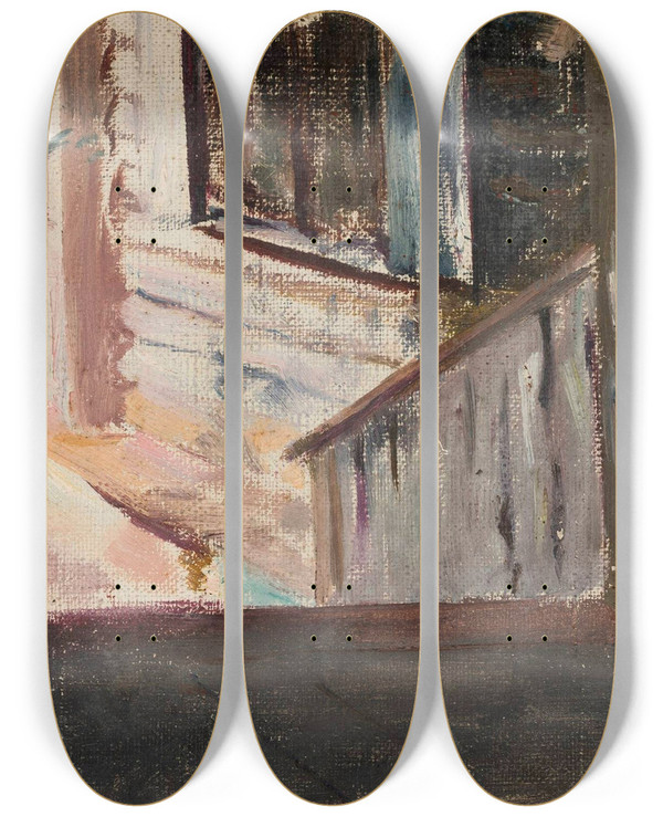 Triptych art skateboard deck of Jan Cigliski Staroyowska Study From The Northern Side_1 by Jan Ciaglinski (1858-1913)