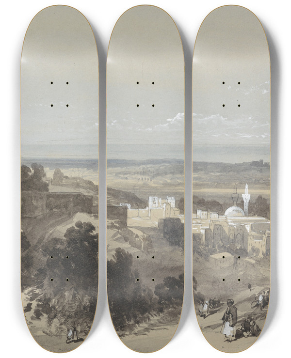 Triptych art skateboard deck of William James Mller Tripoli_1 by William James Muller (1812-1845)