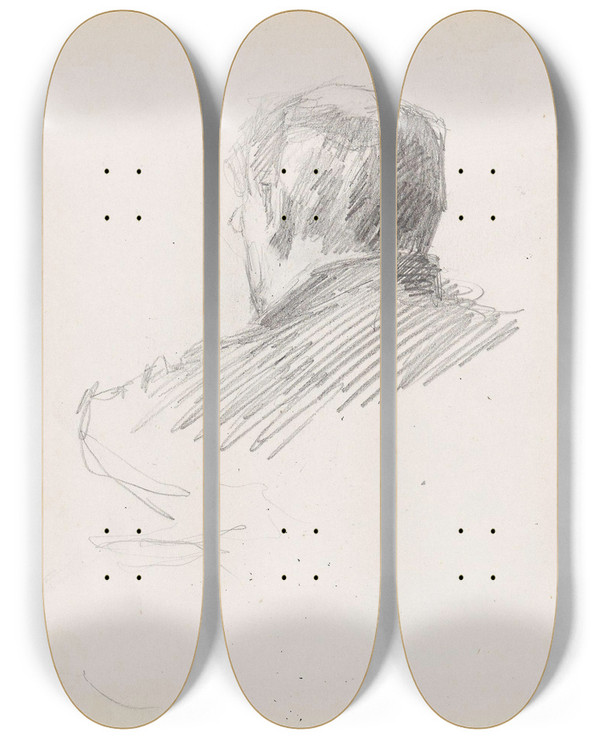 Triptych art skateboard deck of Signe Scheel Johan Christian Rder Scheel To Hoder by Signe Scheel (1860-1942)