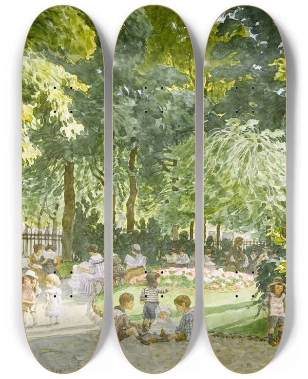 Triptych art skateboard deck of Flix Brard Square De La Mairie Du Xivme Arrondissement Le Communiqu De 15 Heures by Felix Brard (19-20-)