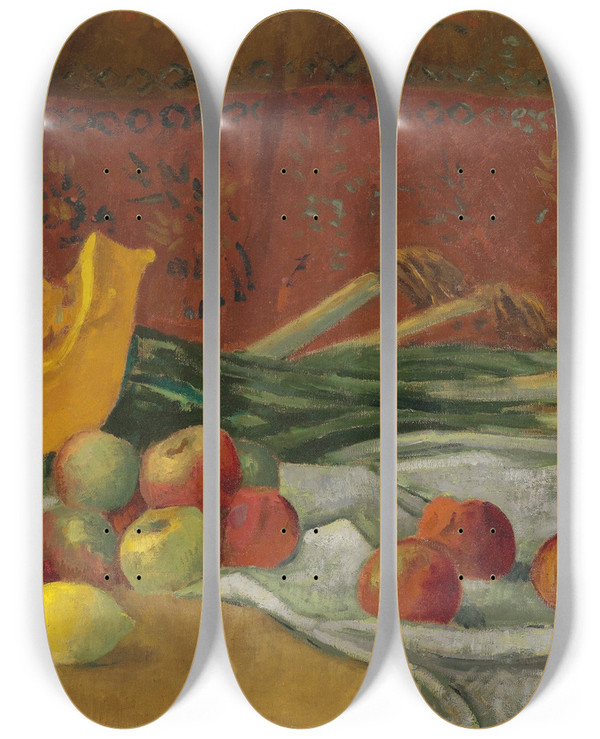 Triptych art skateboard deck of Paul Srusier Nature Morte Au Potiron by Paul Serusier (1864-1927)