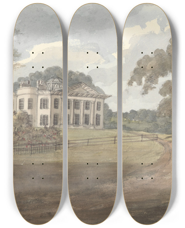 Triptych art skateboard deck of Anne Rushout Finborough Hall July 30 1824 by Anne Rushout (1767-1849)