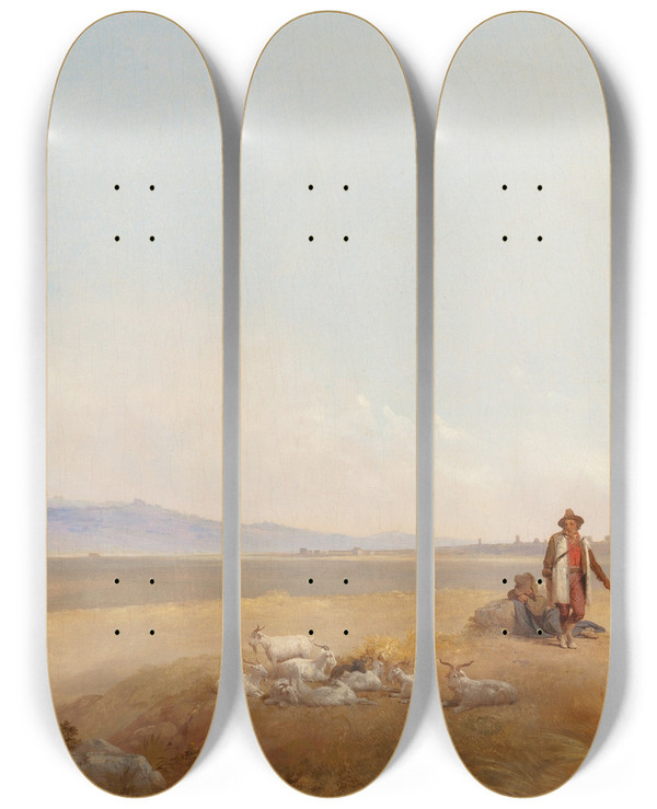 Triptych art skateboard deck of John Gadsby Chapman Shepherds by John Gadsby Chapman (1808-1889)
