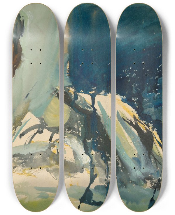 Triptych art skateboard deck of Jn Novk Dream by Jan Novak (1921-1944)