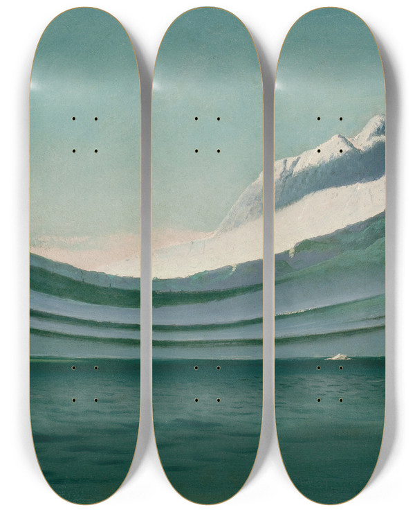 Triptych art skateboard deck of William Bradford Iceberg by William Bradford (1823-1892)