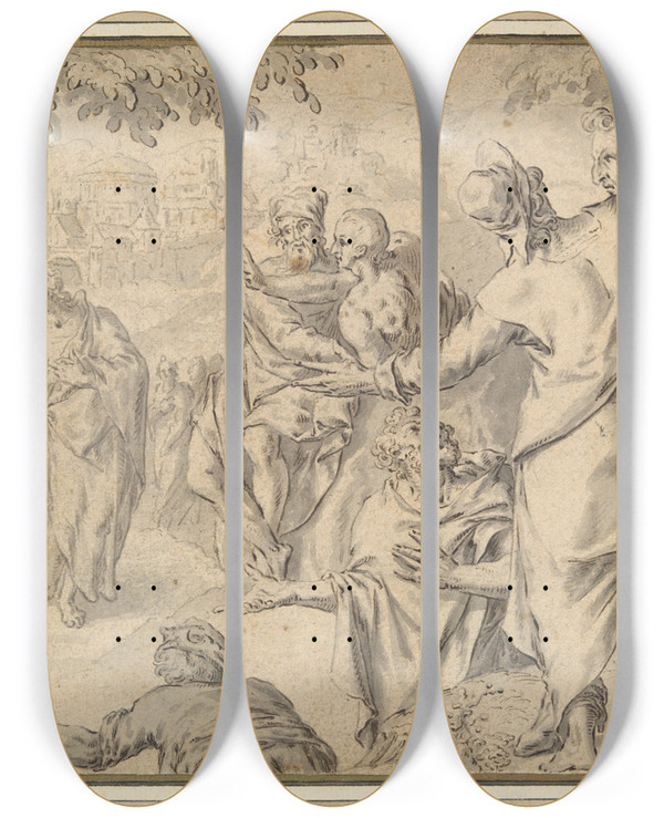 Triptych art skateboard deck of Willem Swanenburg The Preaching Of St John Thebaptist by Willem Swanenburg (1580-1612)