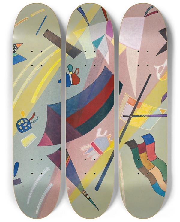 Triptych art skateboard deck of Wassily Kandinsky Sans Titre_1 by Wassily Kandinsky (1866-1944)