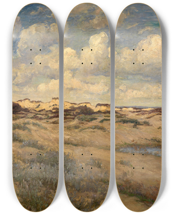 Triptych art skateboard deck of Theodoor Verstraete After The Rain September by Theodoor Verstraete (1850-1907)