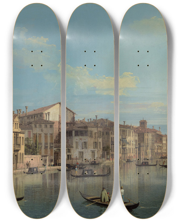 Triptych art skateboard deck of Canaletto The Grand Canal In Venice From Palazzo Flangini To Campo San Marcuola by Canaletto (1697-1768)