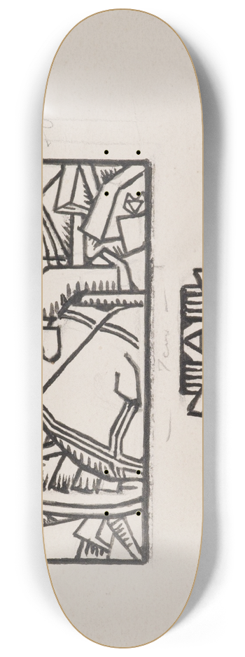 Akseli Gallen-Kallela - Koru-Kalevala, The Illustrated Kalevala; Poem XXX opening vignette, end vignette 8.25 inch art skate deck