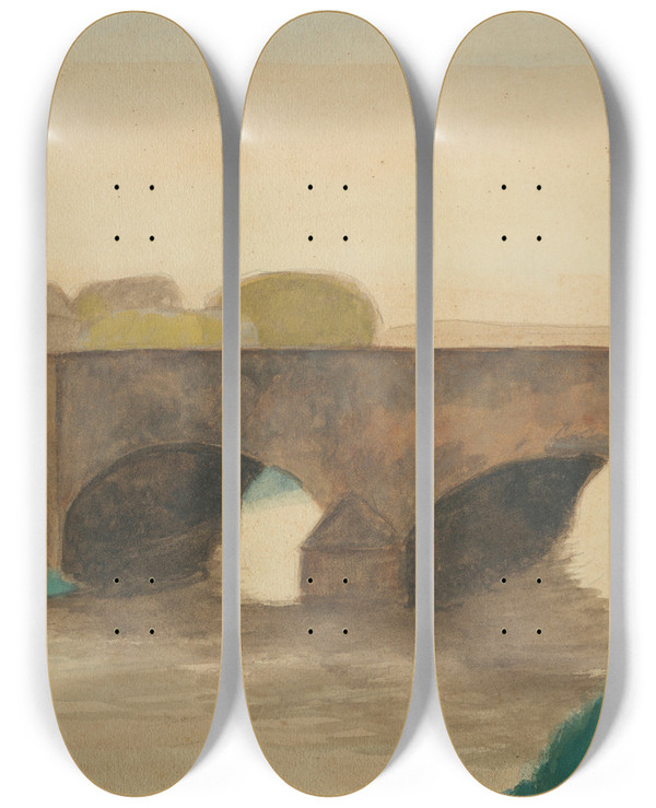 Triptych art skateboard deck of Lon Spilliaert Brug by Leon Spilliaert (1881-1946)