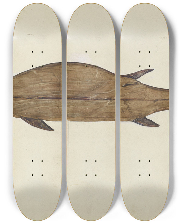 Triptych art skateboard deck of Frances Matsubara Fish Weather Vane_1 by Frances Matsubara