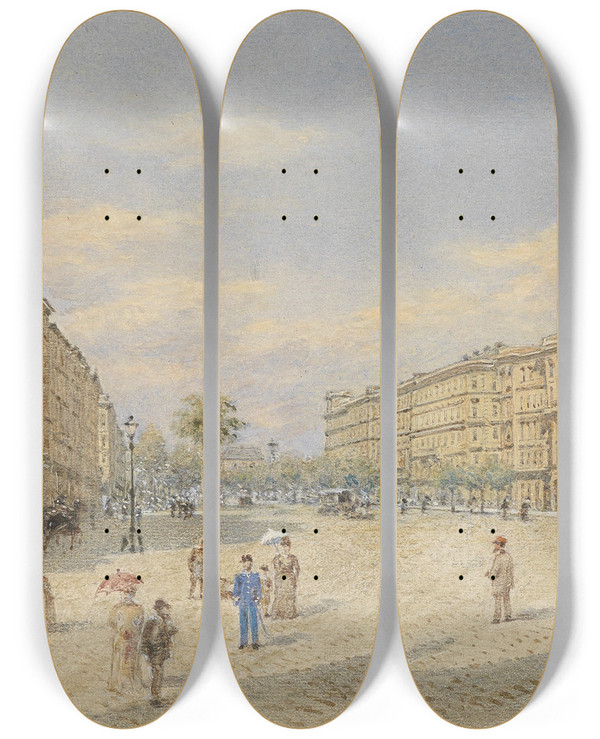 Triptych art skateboard deck of Franz Alt Schubertring by Franz Alt (1821-1914)