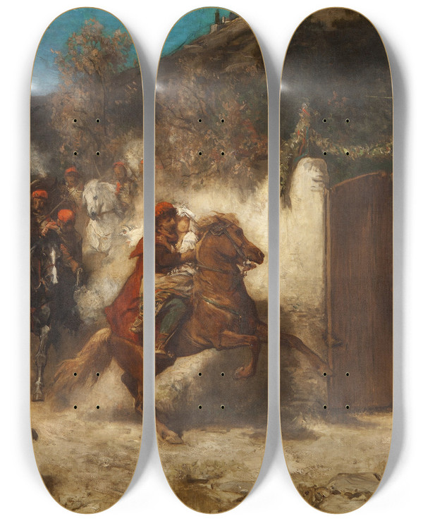 Triptych art skateboard deck of Jaroslav Cermak Dalmatian Wedding by Jaroslav Cermak (1830-1878)
