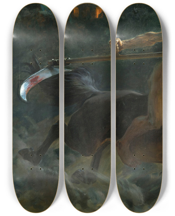 Triptych art skateboard deck of Ulpiano Checa Time by Ulpiano Checa (1860-1916)