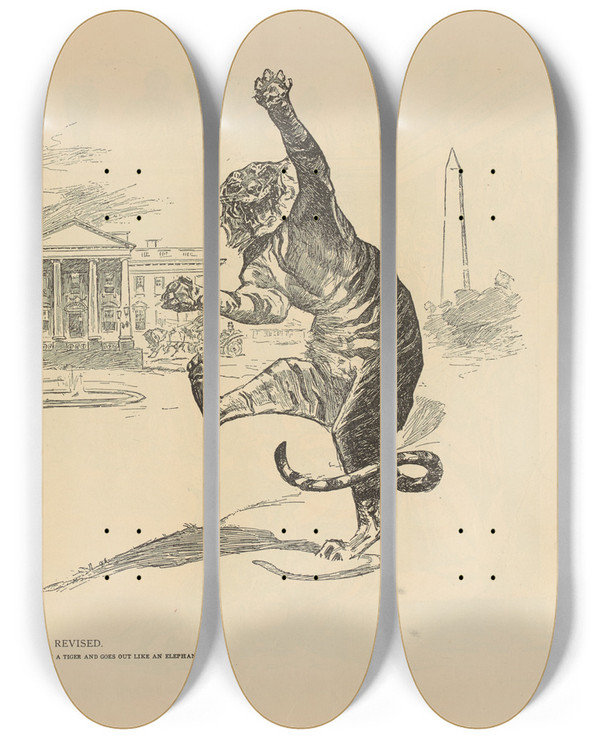 Triptych art skateboard deck of Charles Dana Gibson Revised_2 by Charles Dana Gibson (1867-1944)