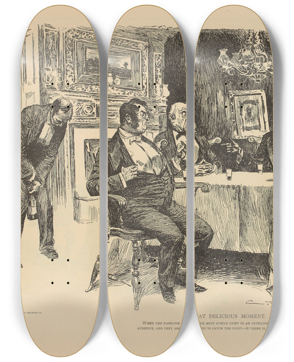 Triptych art skateboard deck of Charles Dana Gibson That Delicious Moment_4 by Charles Dana Gibson (1867-1944)