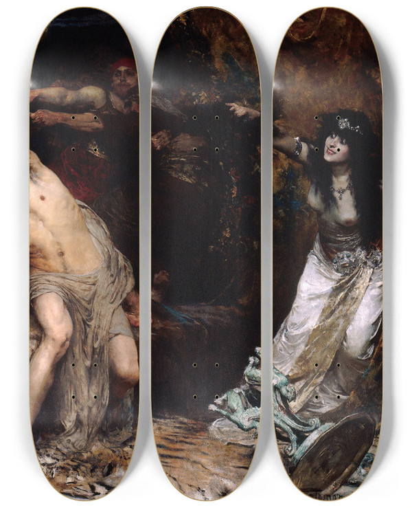 Triptych art skateboard deck of Solomon Joseph Solomon Samson by Solomon Joseph Solomon (1860-1927)