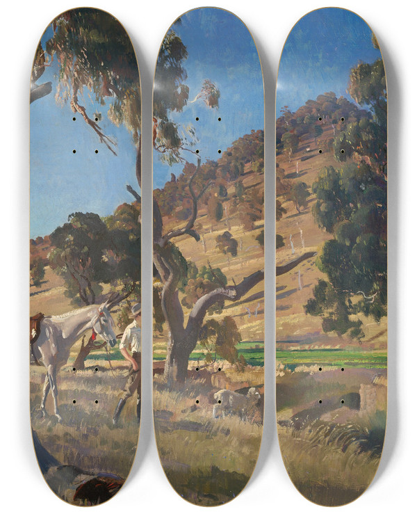 Triptych art skateboard deck of George Washington Lambert The Squatters Daughter by George Washington Lambert (1873-1930)