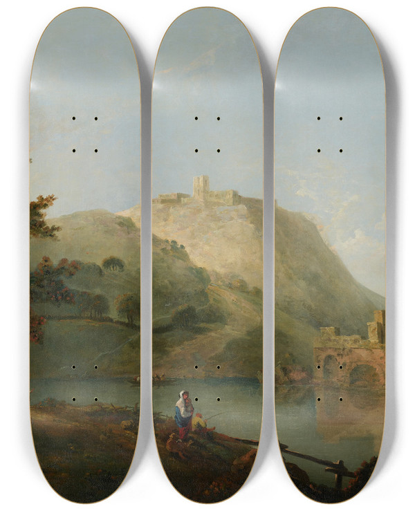 Triptych art skateboard deck of Richard Wilson Landscape by Richard Wilson (1714-1782)