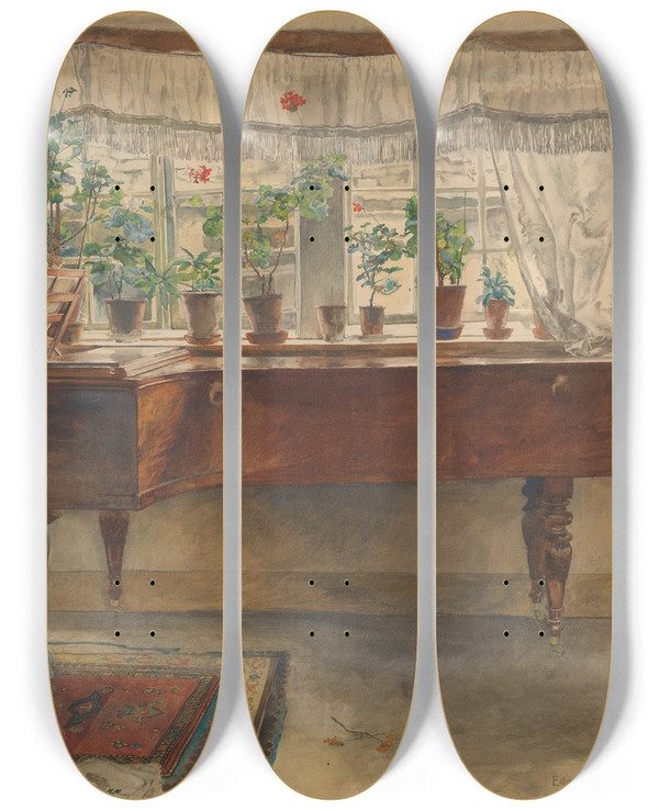 Triptych art skateboard deck of Edwin Austin Abbey The Twosisters by Edwin Austin Abbey (1852-1911)
