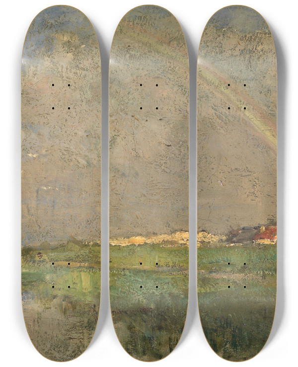 Triptych art skateboard deck of Guillaume Vogels Rainbow by Guillaume Vogels (1836-1896)