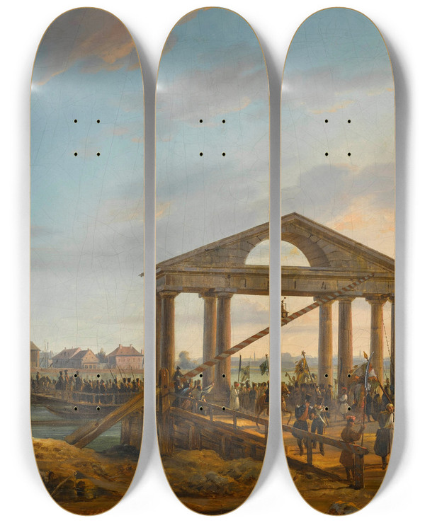 Triptych art skateboard deck of Marcin Zaleski Entry To Warsaw With Captives And Standards Won In The Battles Of Wawer And Db Wielki On 2 April 1831 by Marcin Zaleski (1796-1877)