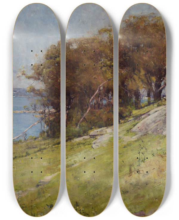 Triptych art skateboard deck of Arthur Streeton Cremorne Pastoral by Arthur Streeton (1867-1943)