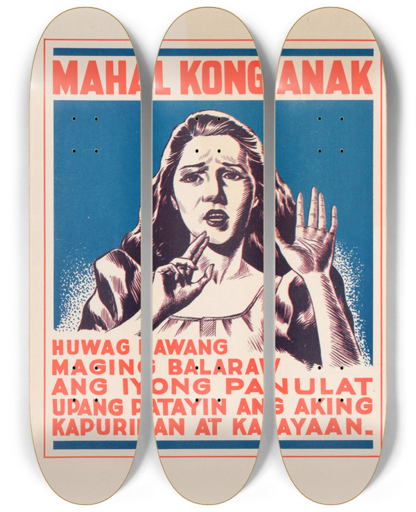 Triptych art skateboard deck of Us Information Agency You Are A Filipino by U S Information Agency (1953-1999)