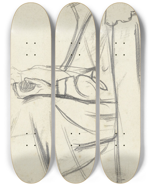 Triptych art skateboard deck of Richard Nicolas Roland Holst Zittende Figuur by Richard Nicolaus Roland Holst (1868-1938)