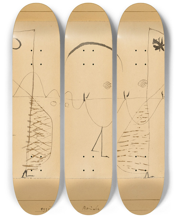 Triptych art skateboard deck of Paul Klee Brder by Paul Klee (1879-1940)