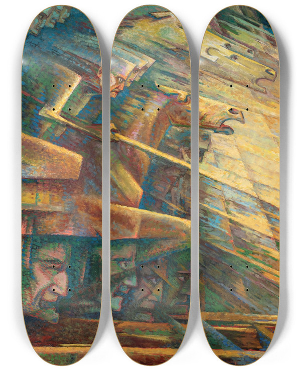 Triptych art skateboard deck of Jerzy Hulewicz Charge by Jerzy Hulewicz (1886-1941)