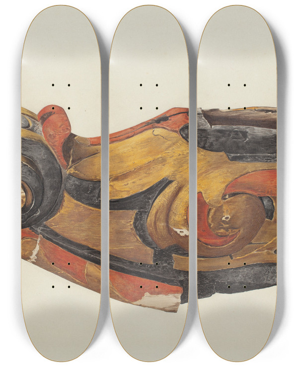 Triptych art skateboard deck of Lucille Chabot Ships Billethead by Lucille Chabot