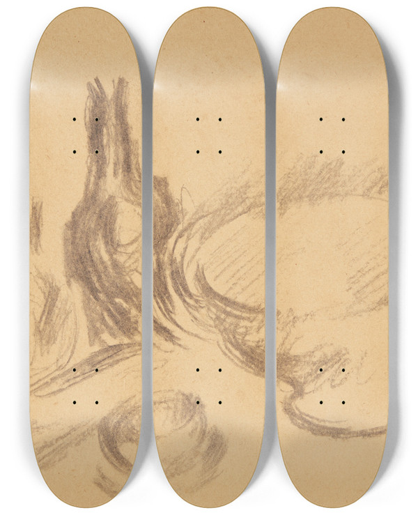 Triptych art skateboard deck of Harald Giersing Opstilling by Harald Giersing (1881-1927)
