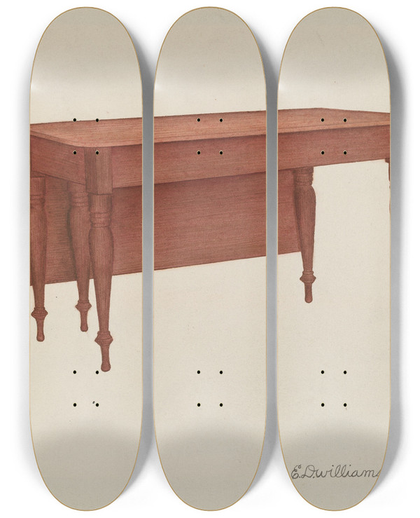 Triptych art skateboard deck of Edward D Williams Table Dining by Edward D Williams