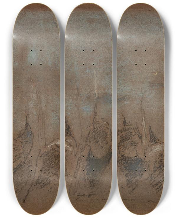 Triptych art skateboard deck of James Abbott Mcneill Whistler Nocturne San Giorgio by James Abbott Mcneill Whistler (1834-1903)