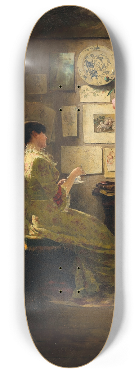 Edouard John Menta - The Painter at Tea Break 8.25 inch art skate deck