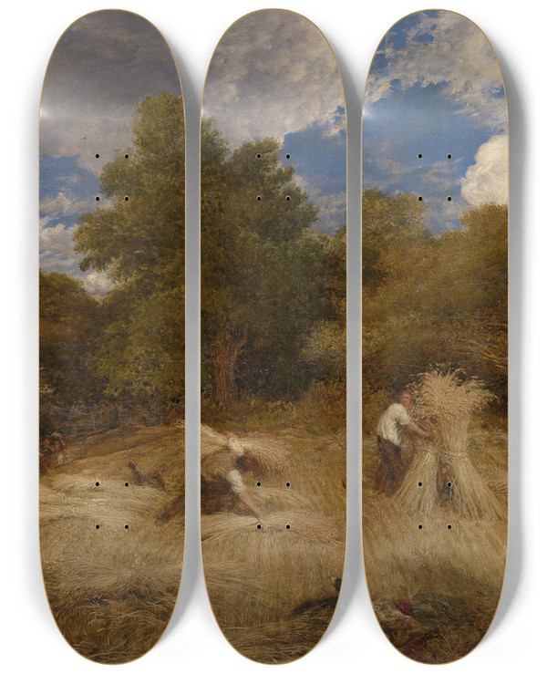 Triptych art skateboard deck of John Linnell Wheat by John Linnell (1792-1882)