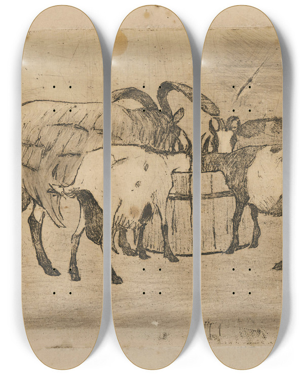 Triptych art skateboard deck of Frida Konstantin Pijce Kravy by Frida Konstantin