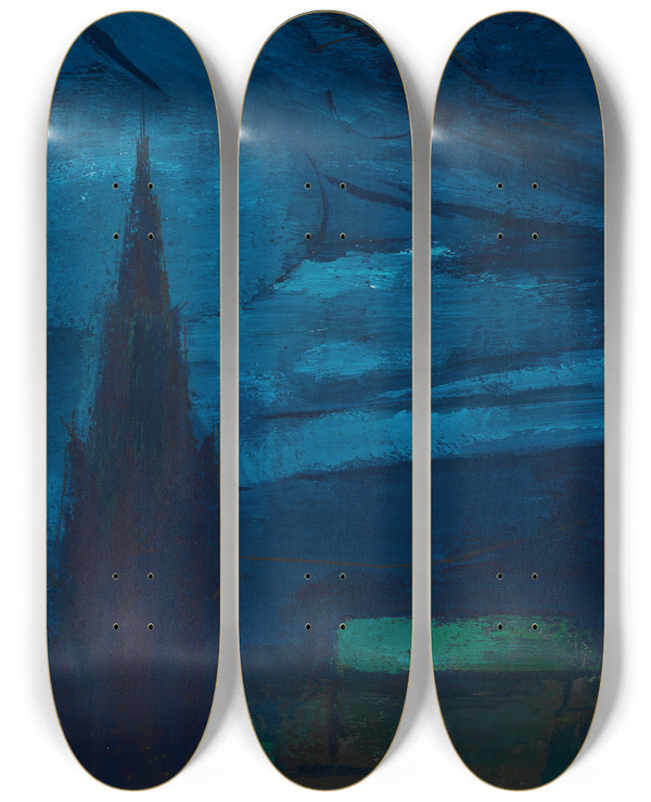 Triptych art skateboard deck of Karl Wiener Ohne Titel_19 by Karl Wiener (1901-1949)